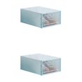 thumbnail image 1 of bedienty Flip Storage Clear Drawer Shoe Box Organiser Stackable Foldable Home Organizer light blue 2Set, 1 of 6