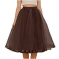 thumbnail image 3 of Ygbgbb Women’s Fluffy Tulle Skirts Flowy High Waist A-Line Skirt Pleated Mesh Skirts Lightweight Summer Casual Skirt for Party & Daily Wear Coffee Free Size, 3 of 7
