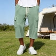 thumbnail image 5 of BiZtdJrK Mens Capri Sweatpants with Pockets Drawstring Elastic Waist Straight Leg Cargo Capris Loose Fit Comfy Solid Color Summer Pants Green XXL, 5 of 7