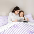 thumbnail image 4 of Feelyou Bowknot Bow Bedding Comforter Set 7pcs, Purple Lines Abstract Queen Bedding Sets, 4 of 8