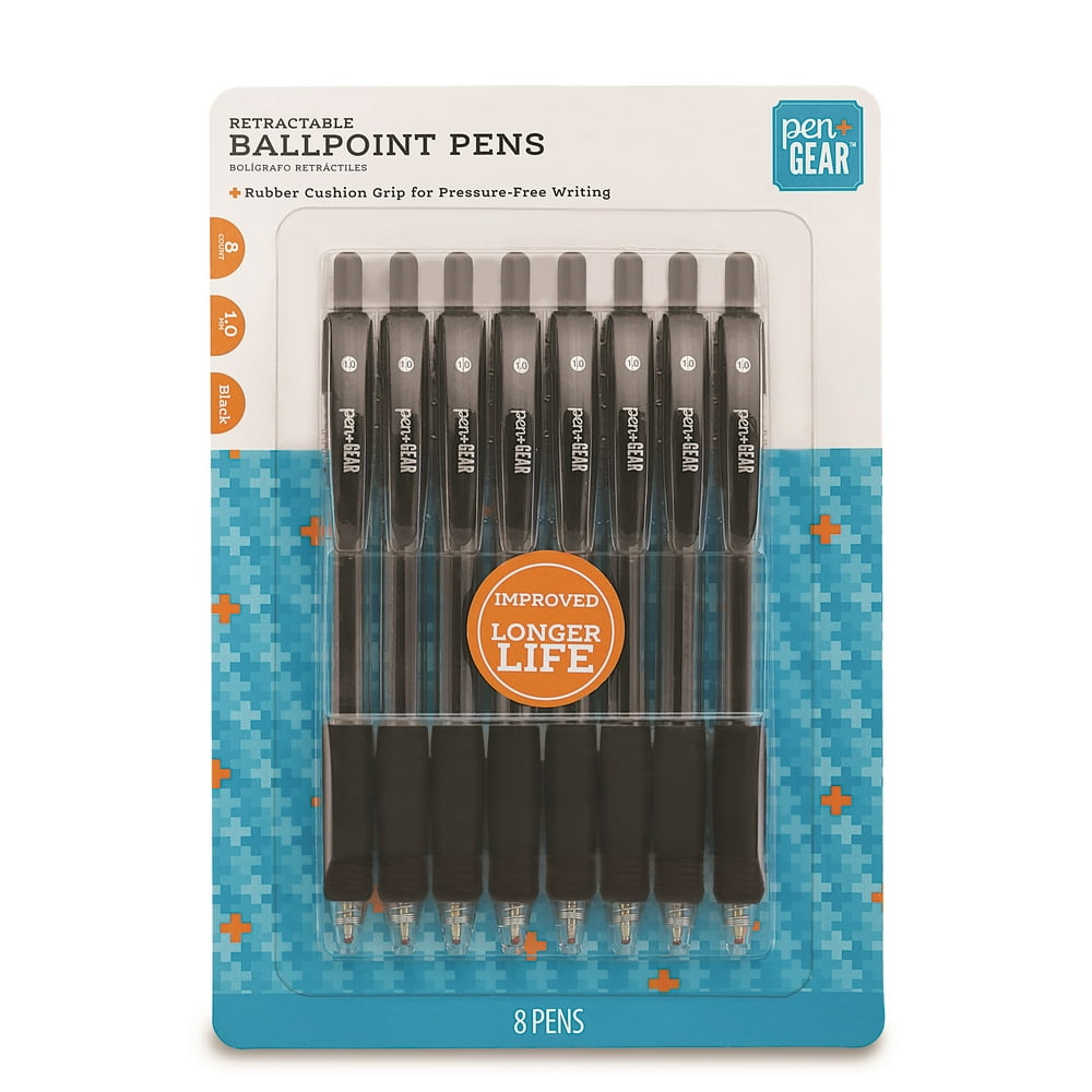 PEN+GEAR Retractable Ballpoint 8 Pack Black