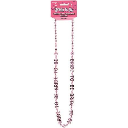 Bride to Be" Bachelorette Party Beaded Necklace, 32 in, Pink, 1ct