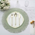 thumbnail image 2 of Efavormart 4 Pack | 16" Sage Green Jute Boho Chic Fringe Edge Table Placemats, Rustic Farmhouse Burlap Tassel Dining Table Mats, 2 of 10