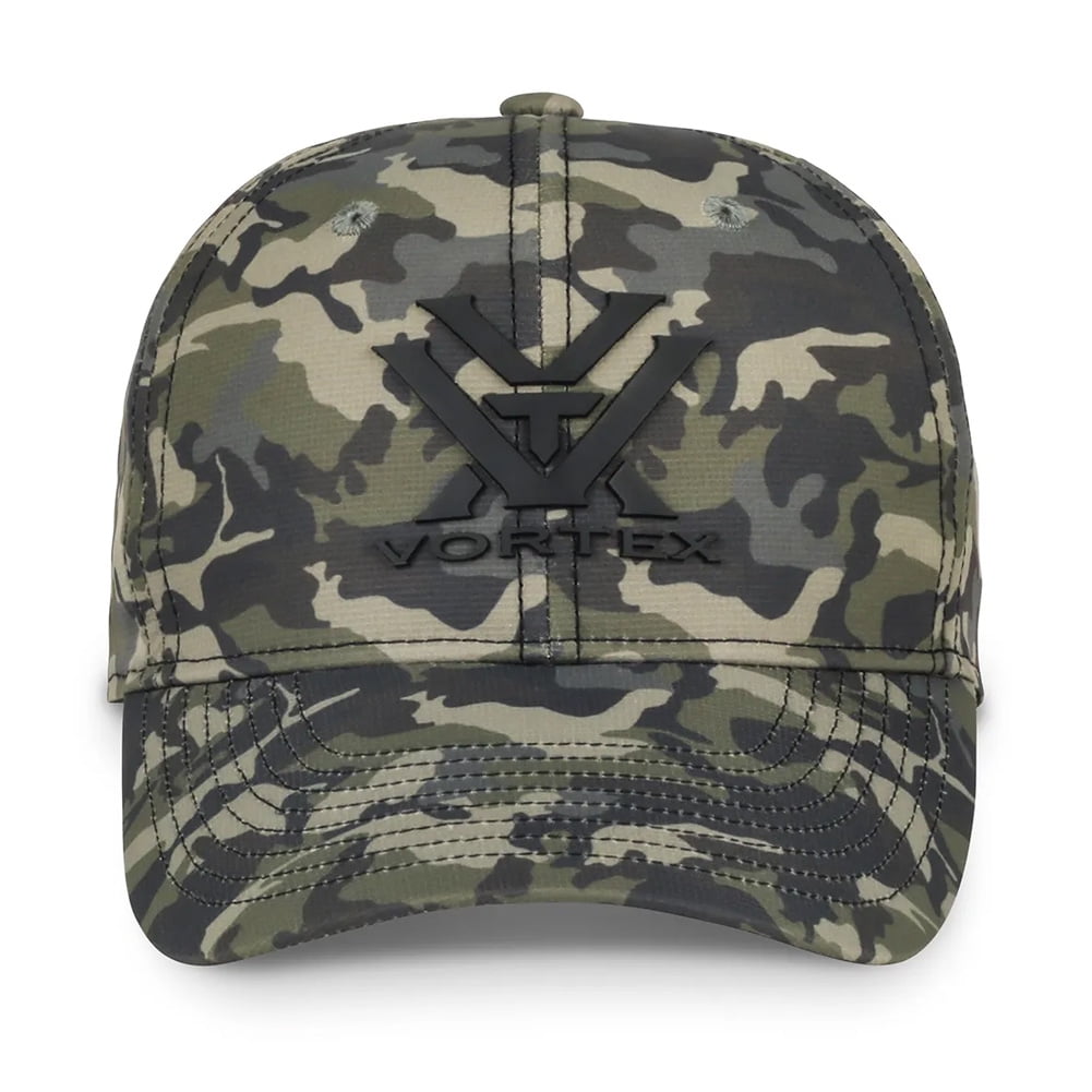 VORTEX Logo Snap Back Black Camo Hat with Mesh Panels and Pre