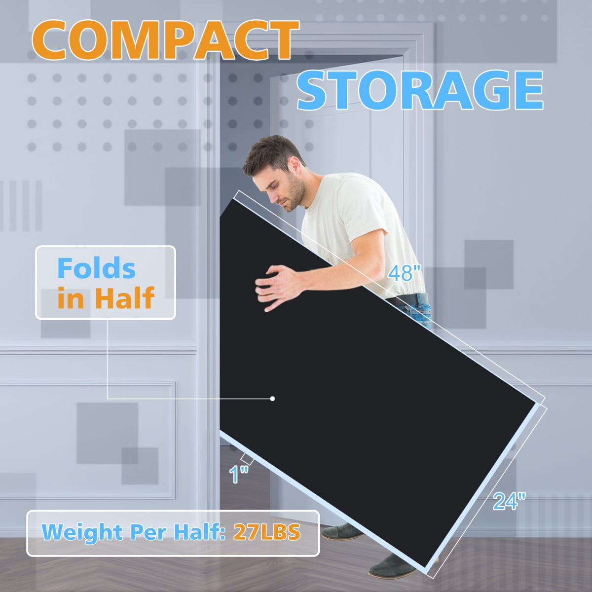 8ft Foldable Ping Pong Conversion Top – Portable Black Table Tennis Table Top for Indoor Games