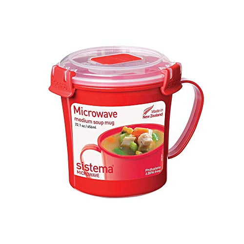 Sistema Microwave Collection Soup Mug 22.1 oz, Red NEW