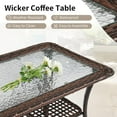thumbnail image 3 of QISHENSHUI Outdoor Coffee Table with Storage Wicker Patio Coffee Table, Tempered Glass Top Coffee Table for Patio Outside Balcony Porch Deck (Brown), 3 of 6