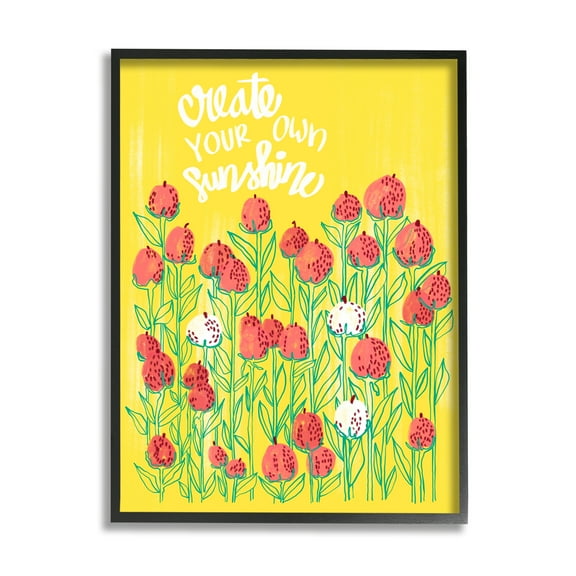 Stupell Industries Create Your Sunshine Floral Botanical & Floral Painting Black Framed Art Print Wall Art, 11 x 14