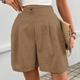 thumbnail image 3 of POIUYTR Women Summer Business Shorts Causal Flat Button Zipper Straight Leg Short Pants Office Loose Dress Shorts, 3 of 6