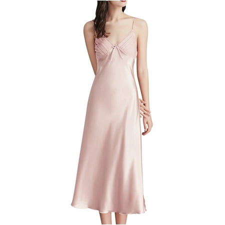 fheaev Lingerie For Women Sexy Suspenders Chemise Sleepshirts Sleepwear Lingerie V Neck Long Gown Pajamas Home Wear Pajamas Nightgowns For Women Summer 2024