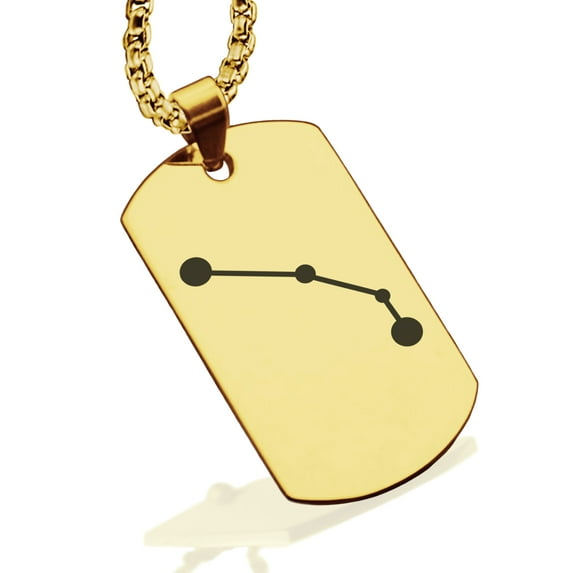 Stainless Steel Aries (Ram) Astrology Constellation Dog Tag Pendant Necklace