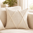 thumbnail image 3 of Woven Paths Sara 20" x 20" Natural Shag Diamond Cotton Adult Decorative Throw Pillow, 3 of 10