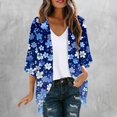 thumbnail image 2 of Feancey Summer Cardigans for Women Lightweight 3/4 Sleeve Cute Floral Print Open Front Beach Cover Up Long Cardigans Jackets Summer Saving Clearance! Multicolor M, 2 of 6