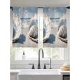 thumbnail image 2 of Oil Painting Texture Sheer Curtains 54 Inch Long 2 Panels, Modern Theme White Ocean Shell Light Filtering Rod Pocket Curtains, Sheer Voile Drapes for Living Room Bedroom, 52"x54", 2 of 8