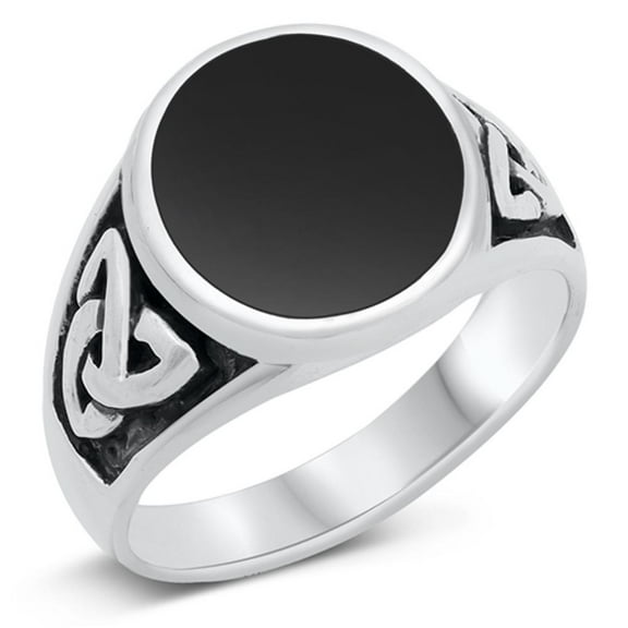 CHOOSE YOUR COLOR Vintage Simulated Black Onyx Ring .925 Sterling Silver Band CZ Female Size 8