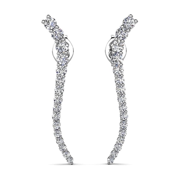 Cate & Chloe Isabella 18k White Gold Plated Dainty Earrings with Simulated Diamonds Gift for Women