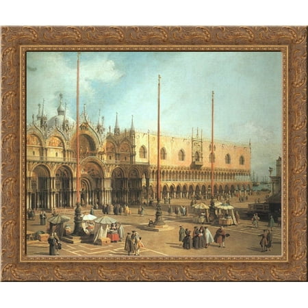 Piazza San Marco ' Looking Southeast 23x20 Gold Ornate Wood Framed Canvas Art by Canaletto