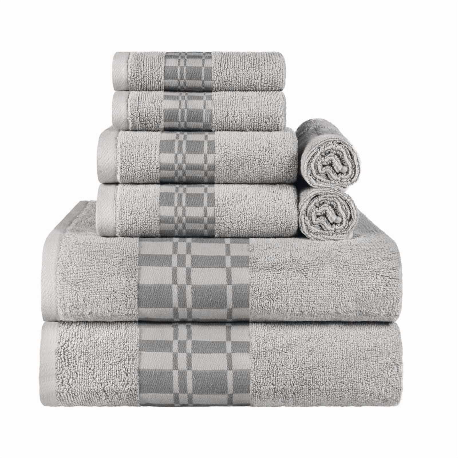 Superior Larissa Cotton Embroidered Bath Towel Set of 4, Chrome