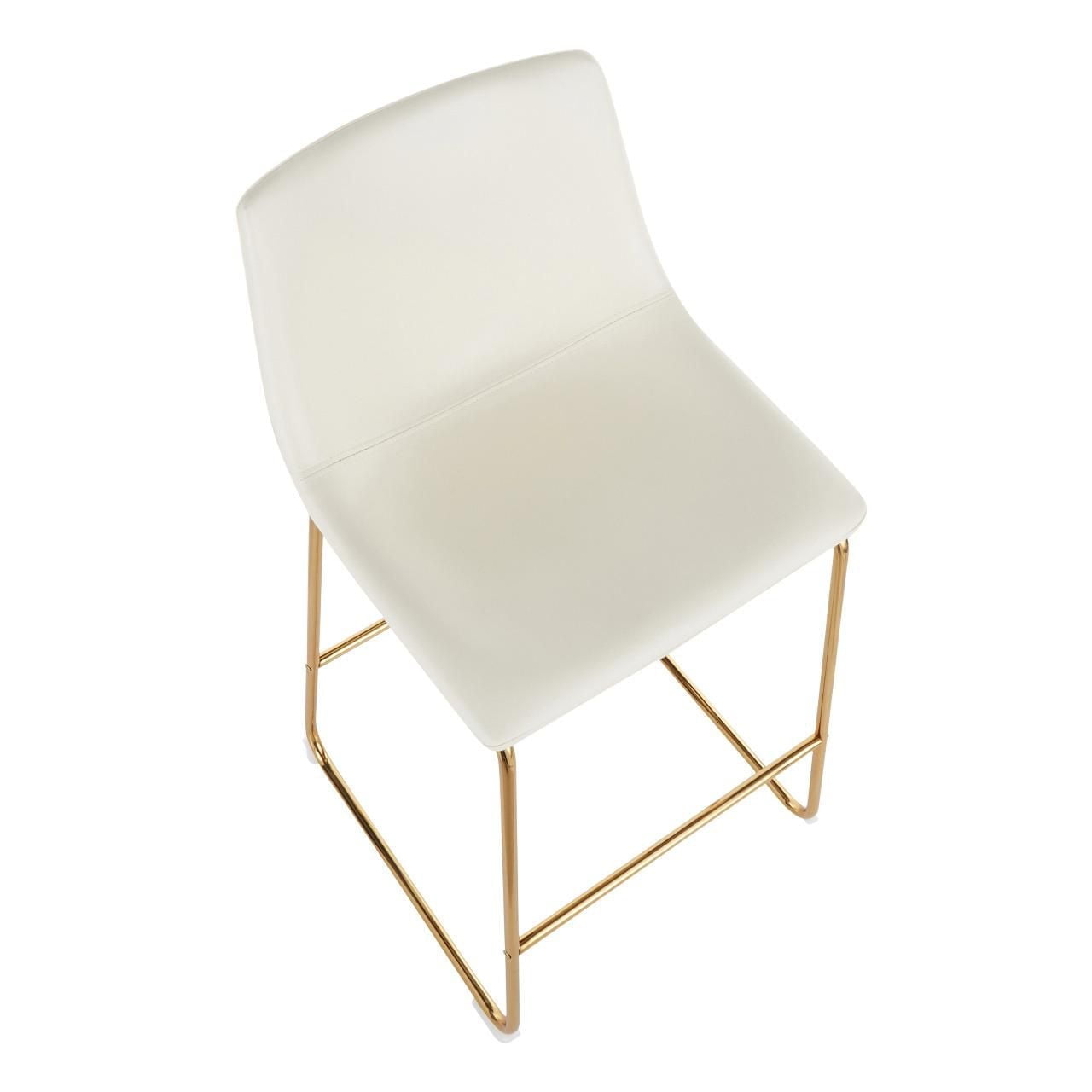 Plata Import Landon Stool in White with Gold Legs for Dining Area