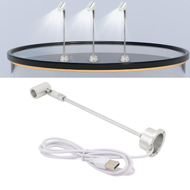 Projecteur Intérieur à DEL, Lampe Projecteur de Sol Rotative en Alliage d'Aluminium USB 1 W, Tête Ajustable Petit Projecteur à DEL sur Pied pour Collections Oeuvres d'Art, Vitrine à Bijoux