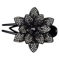 thumbnail image 2 of Pinzas para el cabello para mujer, pinzas para peinar, pinzas para el cabello para niñas, pinza para el cabello con doble flor y diamantes de imitación, diseño de perlas flexibles, pinza para el cabel, 2 of 2