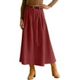 thumbnail image 2 of High Waist Pleated Maxi Skirt with Belt for Women A Line Long Skirt Flared Hem Casual Loose Fit Flowy Skirt, 2 of 4