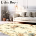thumbnail image 2 of ODIKA 4'x6' Machine Washable Non-Slip Area Rug, Traditional Blossom Featuring Ornate Medallion and Subtle Beige Palette High Traffic Rug, Ivory, 49007, 2 of 7