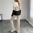 thumbnail image 5 of Bzdzmqm Women's 2 Piece Lounge Set V Neck Long Sleeve Hoodie with Wide Leg Pants Casual Solid Basic Tracksuit Cozy Zip Up Loungewear Fall Winter Outfit, Khaki S, 5 of 7