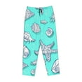 thumbnail image 4 of Disketp Seashell And Starfish Print Women'S Comfy Pajama Pants Casual Drawstring Palazzo Lounge Wide Leg Pants, 4 of 9