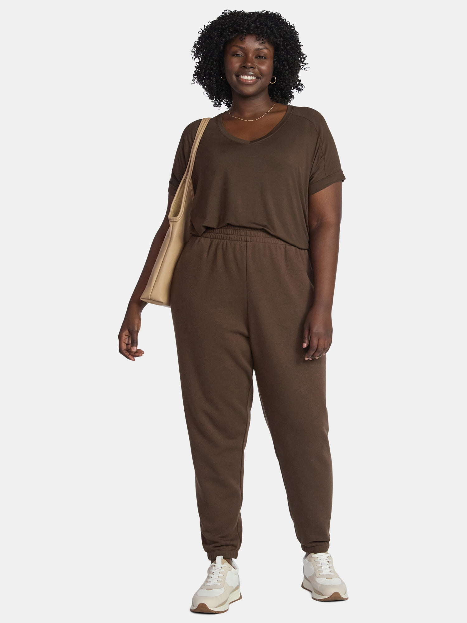 Terra & Sky Women's Plus Fleece Jogger Sweatpants, Size 0X-5X
