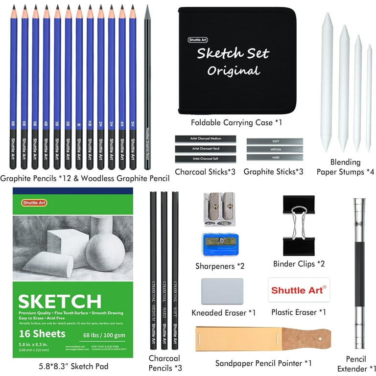 Professional Sketch Pencils Set 37 Pieces With Carry Case photo 5