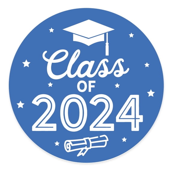 Koyal Wholesale 2024 Graduation Stickers, Royal Blue, Party Favors, Bulk 40 Pack, 2 Inch