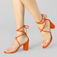 thumbnail image 2 of Unique Bargains Women's Clear Strap Block Heel Lace Up Heels Sandals, 2 of 7