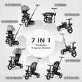 thumbnail image 4 of JoyStone 7 in 1 Foldable Tricycle Stroller for Toddler, Baby Tricycle with Adjustable Canopy, Parent Handle, Removable Pedals, Seat Belt and Storage Basket, Kids Bike for Ages 1-6 Boys & Girls, Grey, 4 of 12