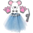 thumbnail image 1 of 1 Juego de accesorios para disfraz de ratón, diadema con orejas de ratón, pajarita, falda de cola, guantes para fiesta de Halloween, 1 of 5