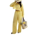 thumbnail image 3 of Women'S Casual Fashion Striped Two Piece Set Matching Top and Bottoms Lounge Wear Summer Outfit Yellow XL, 3 of 9