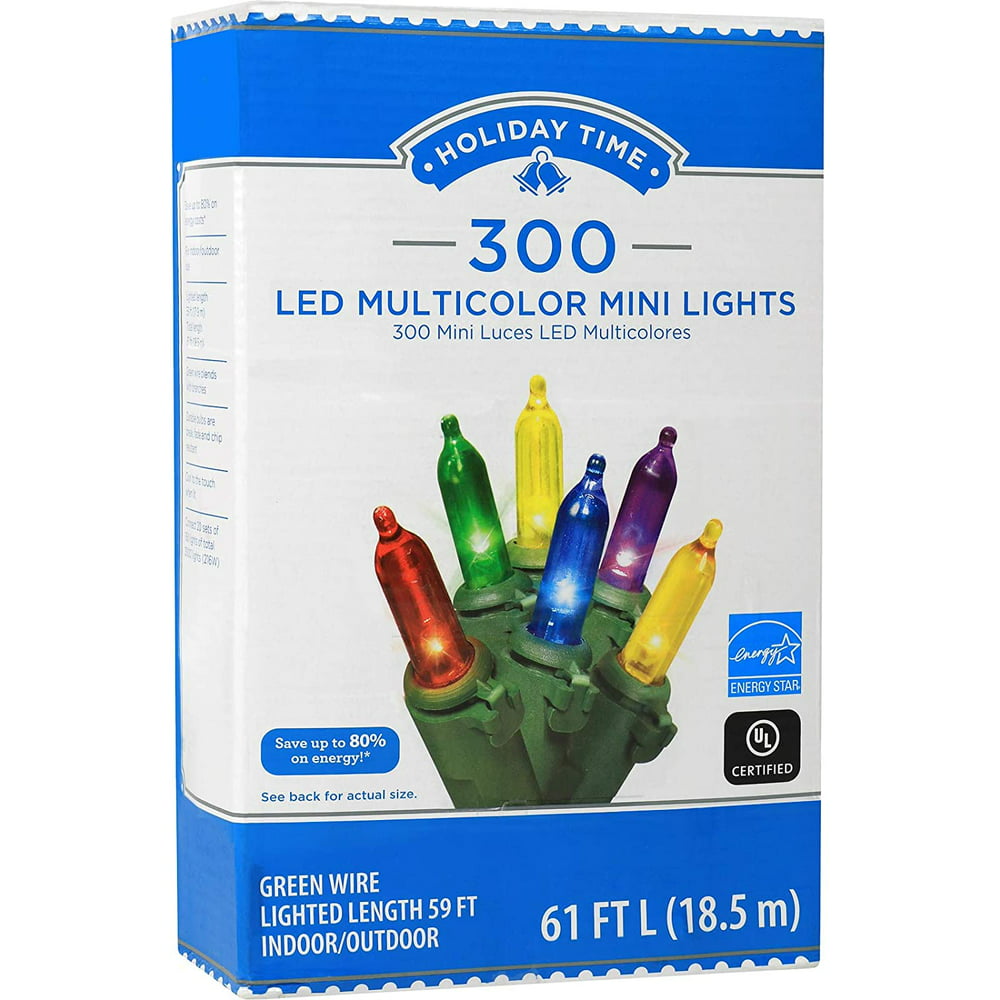Holiday Time 300 LED String Lights Colorful Mini Lights 61 FT Long Plug ...