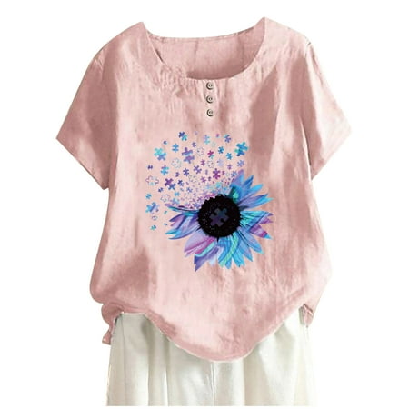 

Ziloco Short Sleeve V-Neck Blouses & Shirts Fashion Woman Rounk Neck Short Sleeve Blouse T-Shirt Printing Loose Tops wo2299top Corset Top