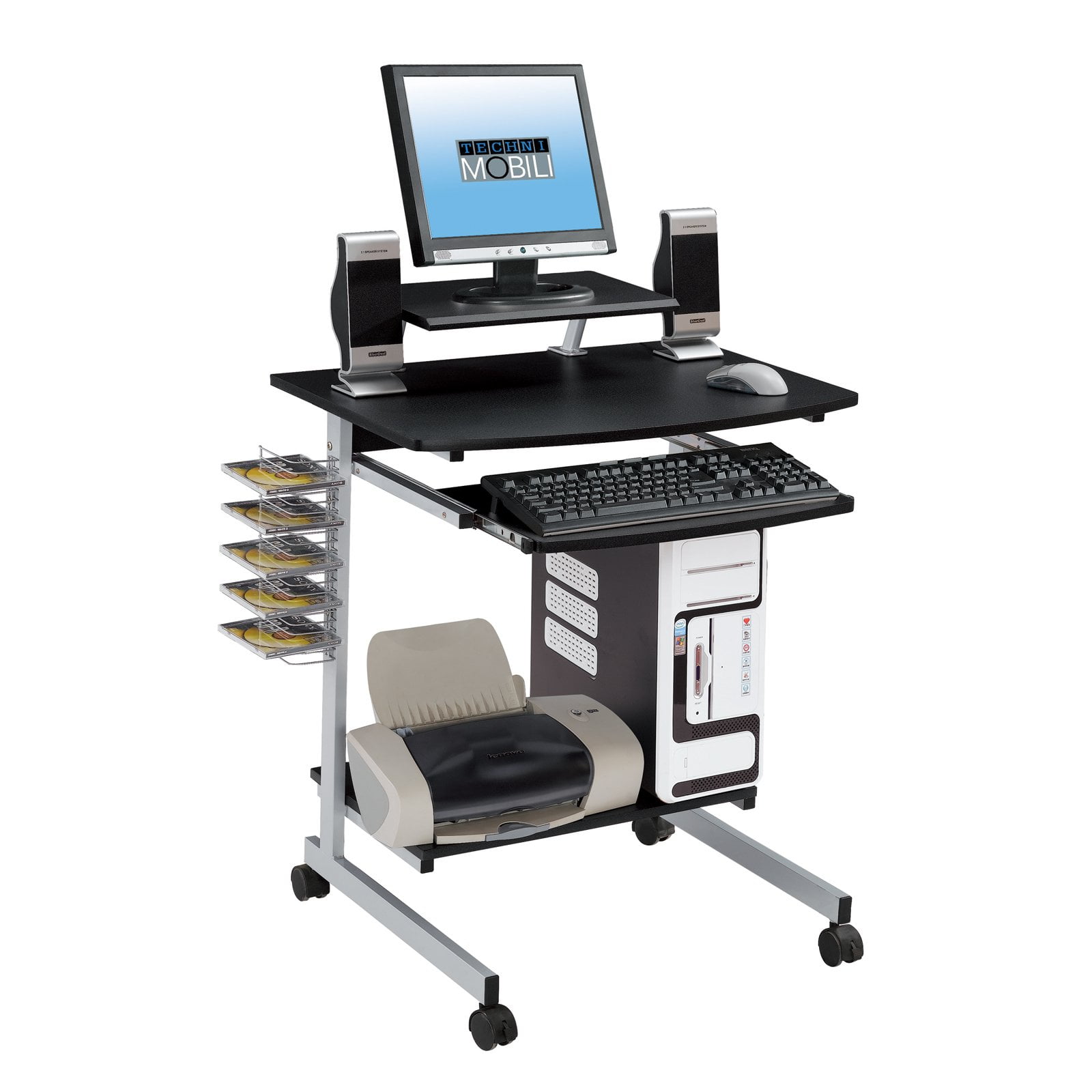 Techni Mobili Rolling Compact Computer Cart Desk With Storage Graphite Rta 2018 Gph06