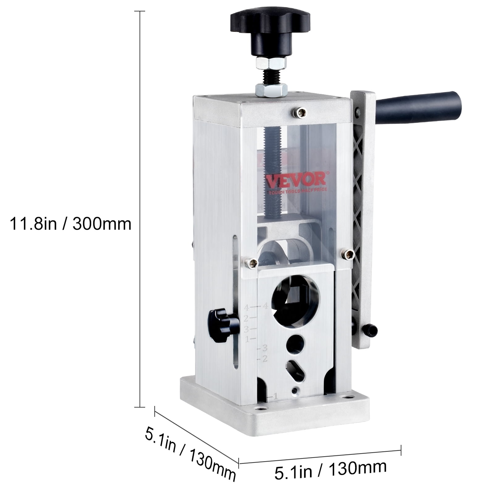 VEVOR Hand-Operated Wire Stripper, 0.06''-1.5'' Cable Removal Tool, Drill Attachment Option, Clear Depth Gauge, Lightweight Aluminum Build for Efficient Copper Scrap Processing