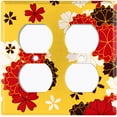 thumbnail image 3 of Metal Light Switch Plate Cover Japanese Flower Pattern Yellow Wallpaper FLW044, 3 of 13