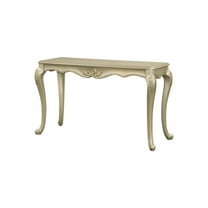 ACME Libertee Wood Rectangular Sofa Table with Floral Trim in Champagne Gold