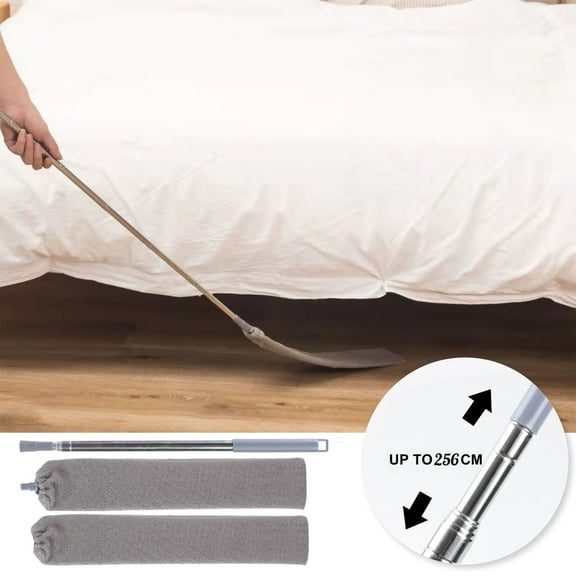 Retractable Telescopic Dust Collector Microfiber Cleaning Brush with 1 Replacement Cloth, Up to 2.56m Adjustable, Detachable Washable, for High-Altitude Dead Corners Home Garage Kitchen