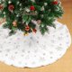 thumbnail image 5 of Falda para árbol de Navidad Foohvr blanca de felpa con lentejuelas plateadas 90 cm, 5 of 5