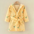 thumbnail image 2 of Gibobby Boys Girls Kids Soft Flannel Bathrobe,Thickened Warm Hooded Sleep Robe with Waist Tie,Plush Cozy Loungewear for Fall Winter for 2T 3T 4T 5T 6T 7T Toddler Pajamas,Yellow,Size 5-6T, 2 of 4