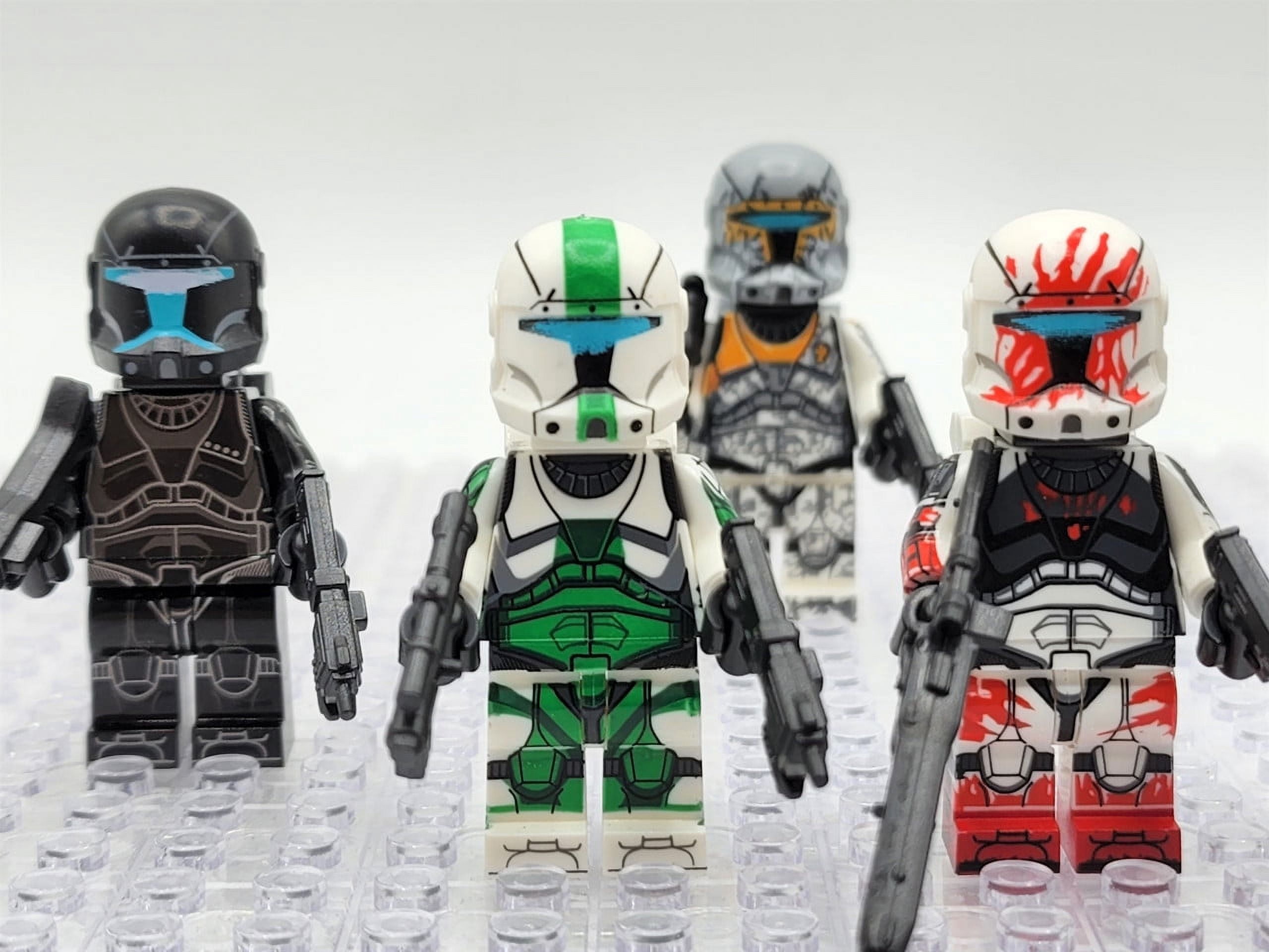 24 PCS Clone Wars Clone Force 99 Minifigures Collectible 1.77 inch Clone Trooper Action Figures Building Blocks Toys Set (Gift - 1PCS Turtle Keychain)