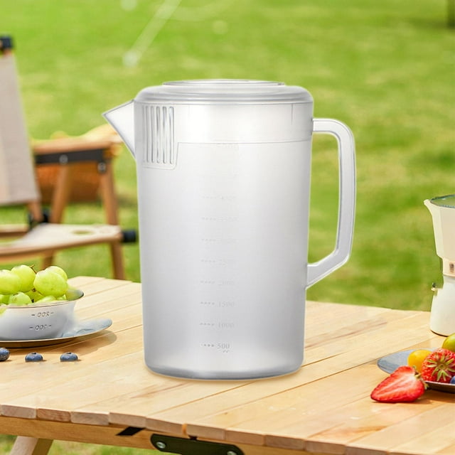 Jarra de jarra de té helado jarra de jarra multifunción con taza de medición de líquido de tapa para agua calmante y fría agua housheold líquido Claro