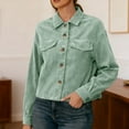 thumbnail image 3 of Maplenight Womens Cropped Corduroy Shackets Button Down Long Sleeve Fall Fashion Jacket Loose Fit Casual Womens Tops with Pockets, 3 of 5