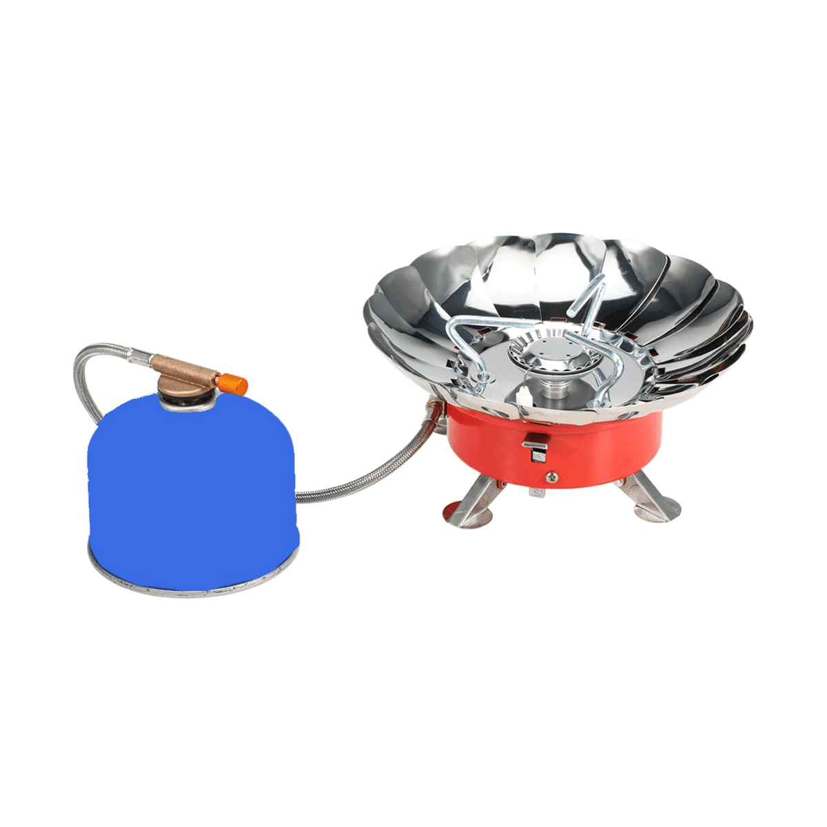 Windproof Piezo Ignition Lotus Gas Stove Outdoor Cooking Gas Burner Cookware with Adapter for Camping Hiking Picnic