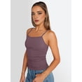 thumbnail image 4 of Womens Adjustable Camisole Sleeveless Square Neck Spaghetti Strap Tank Tops Basic Shirt Rose Red L, 4 of 8